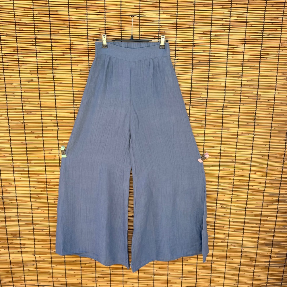 Cider‎ Blue Textured Wide Leg High Rise Pants Small - Picture 2 of 8